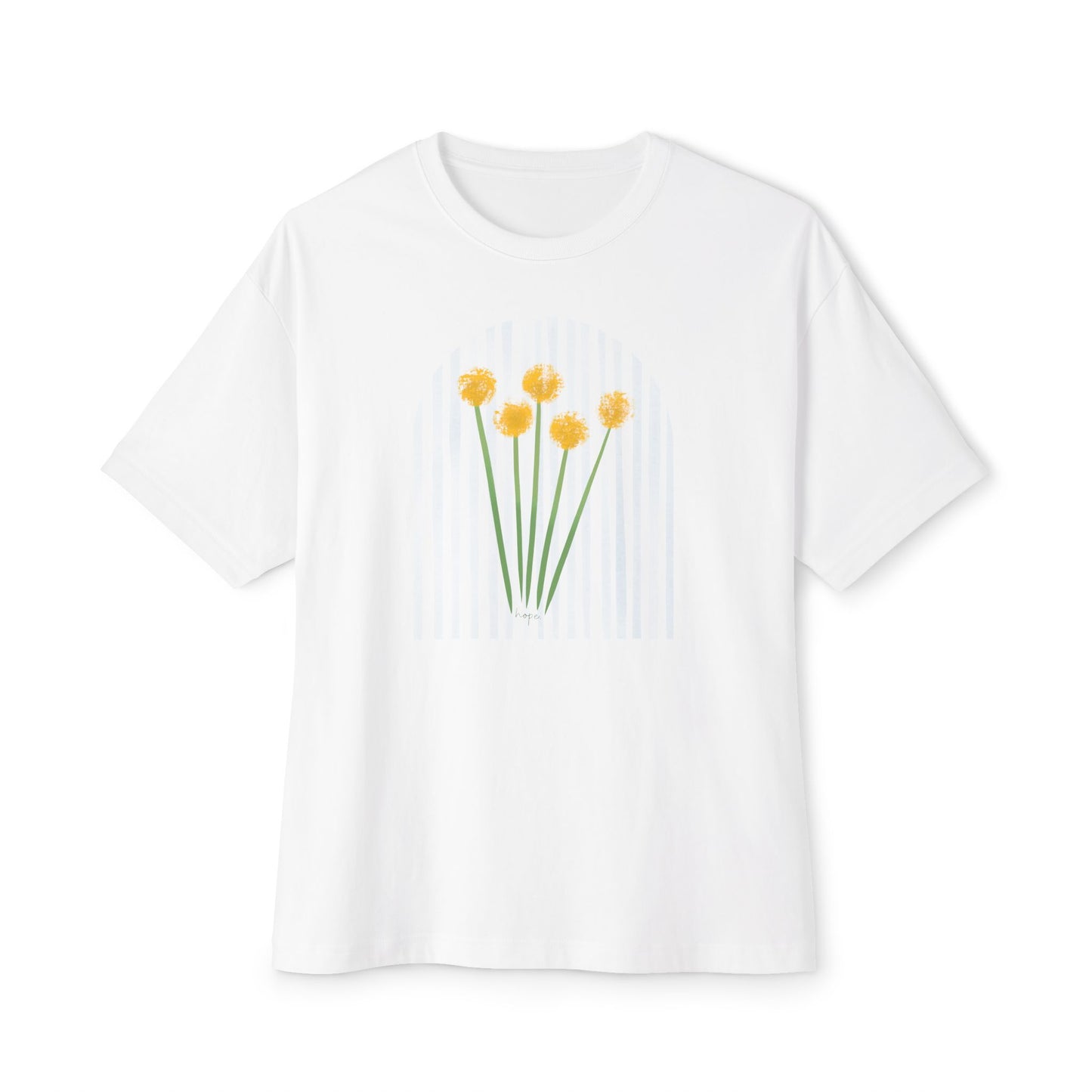 Hope | Unisex Oversized Boxy Tee with Muted Blue Stripe Detail (Bella+Canvas)