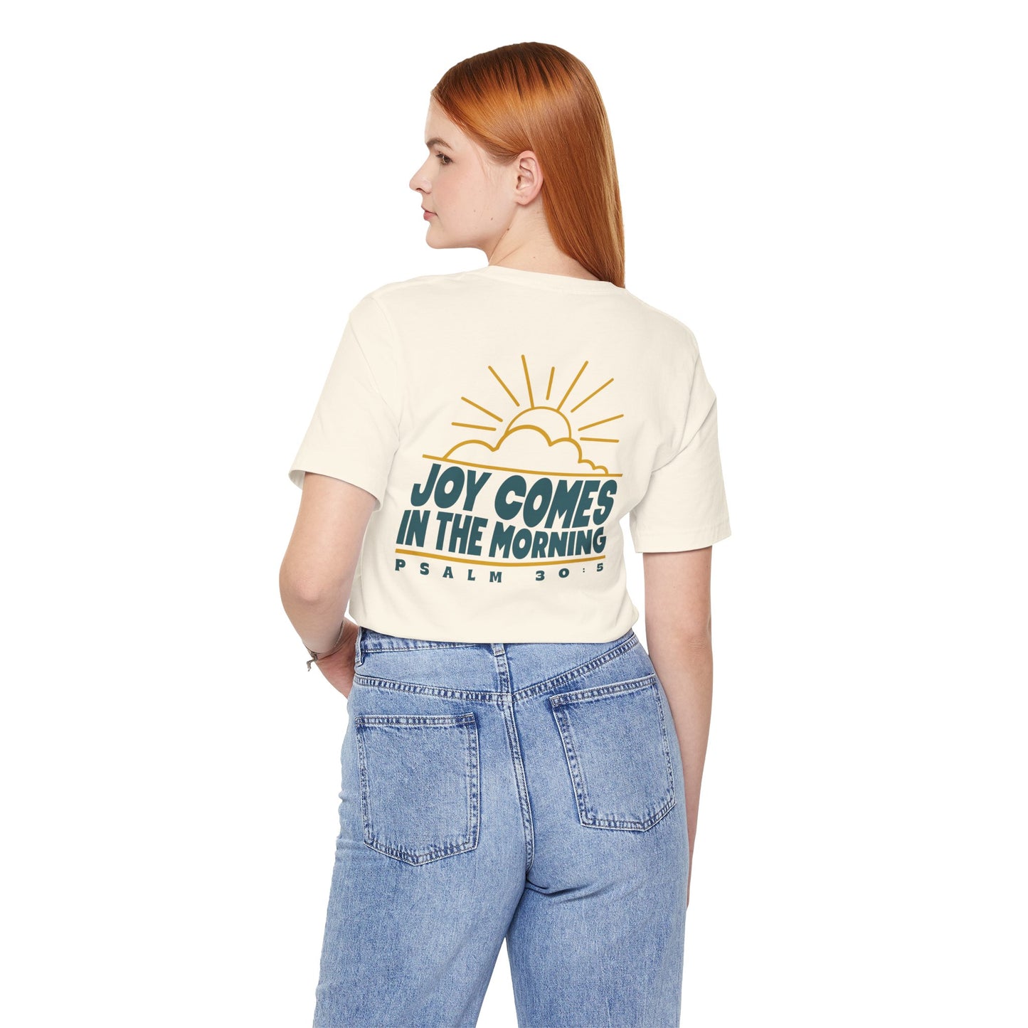 Sunrise Joy Comes In The Morning | Crewneck Pocket Size & Back Print (Bella+Canvas)