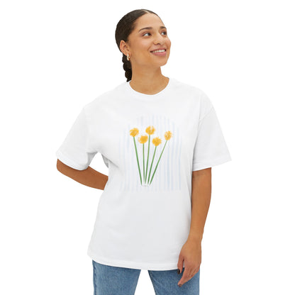 Hope | Unisex Oversized Boxy Tee with Muted Blue Stripe Detail (Bella+Canvas)