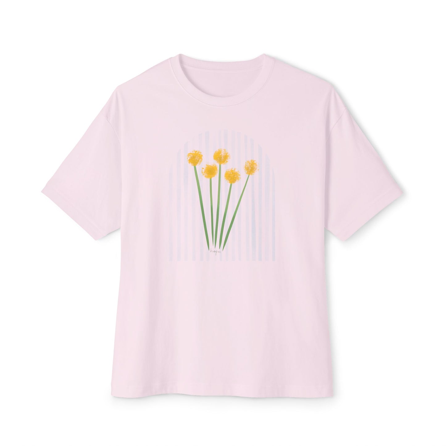 Hope | Unisex Oversized Boxy Tee with Muted Blue Stripe Detail (Bella+Canvas)