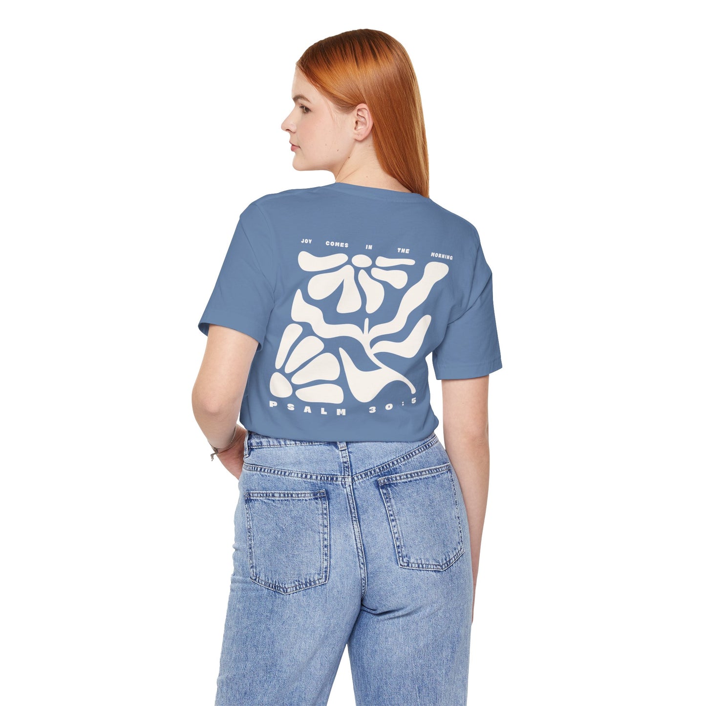 Joy Comes In The Morning | Crewneck Pocket Size & Back Print (Bella+Canvas)