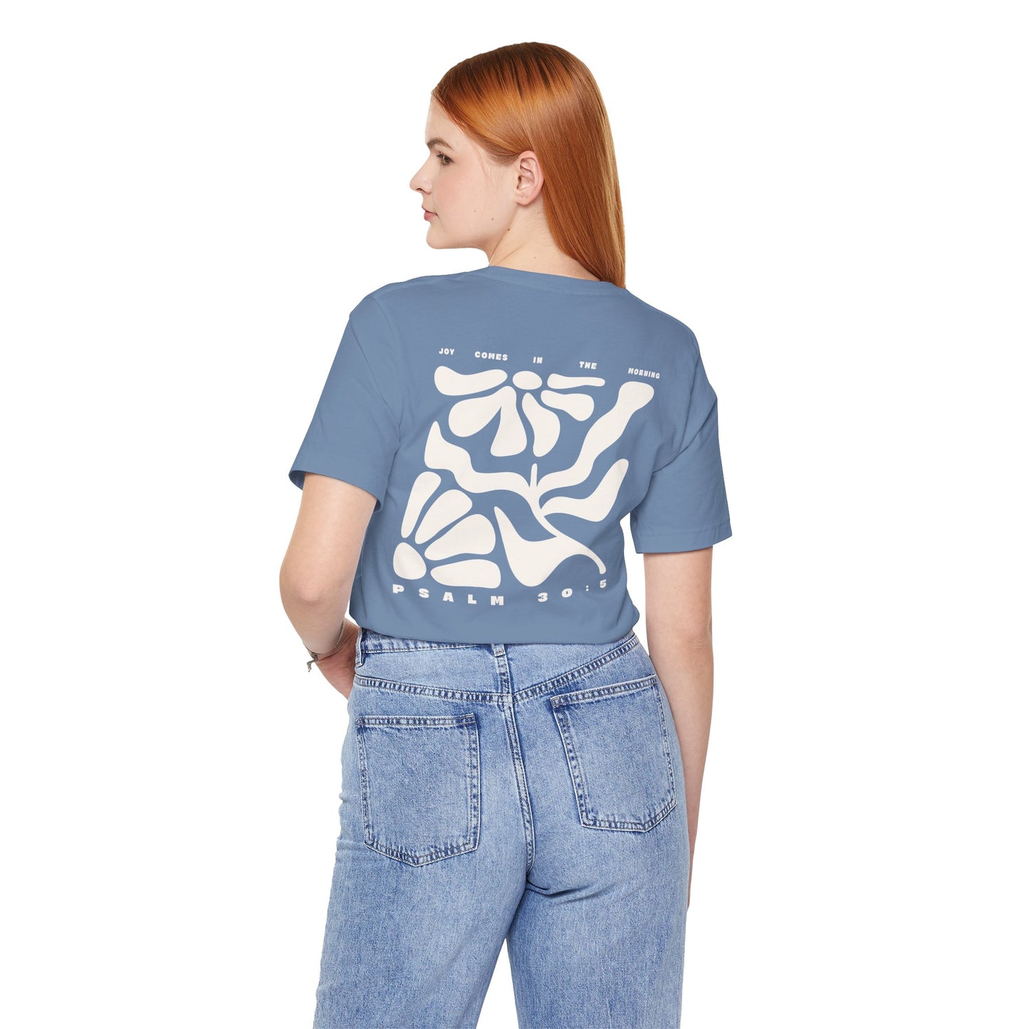 Joy Comes In The Morning | Crewneck Pocket Size & Back Print (Bella+Canvas)