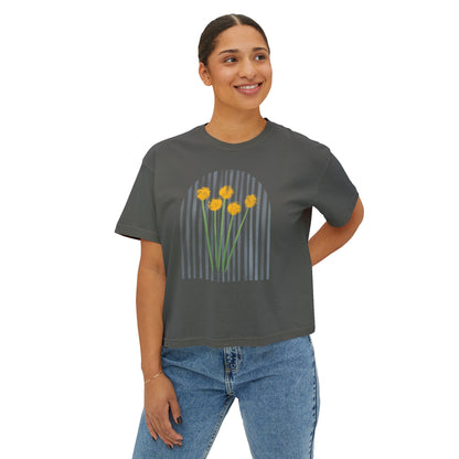 Hope | Boxy Tee with Muted Blue Stripe Detail (Comfort Colors)