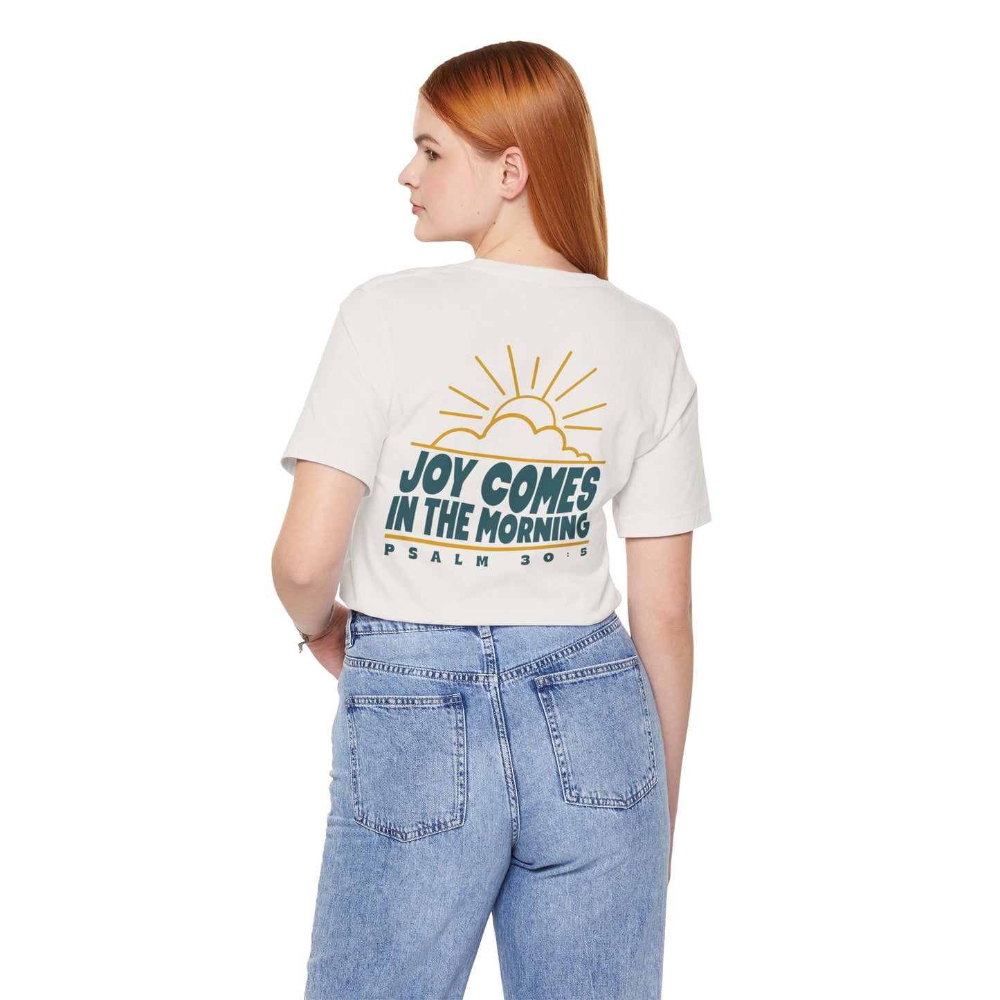 Sunrise Joy Comes In The Morning | Crewneck Pocket Size & Back Print (Bella+Canvas)