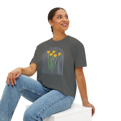Hope | Boxy Tee with Muted Blue Stripe Detail (Comfort Colors)