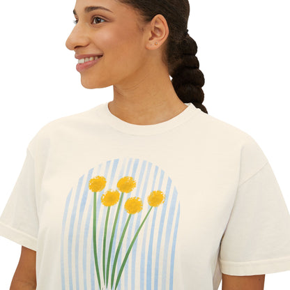 Hope | Boxy Tee with Muted Blue Stripe Detail (Comfort Colors)
