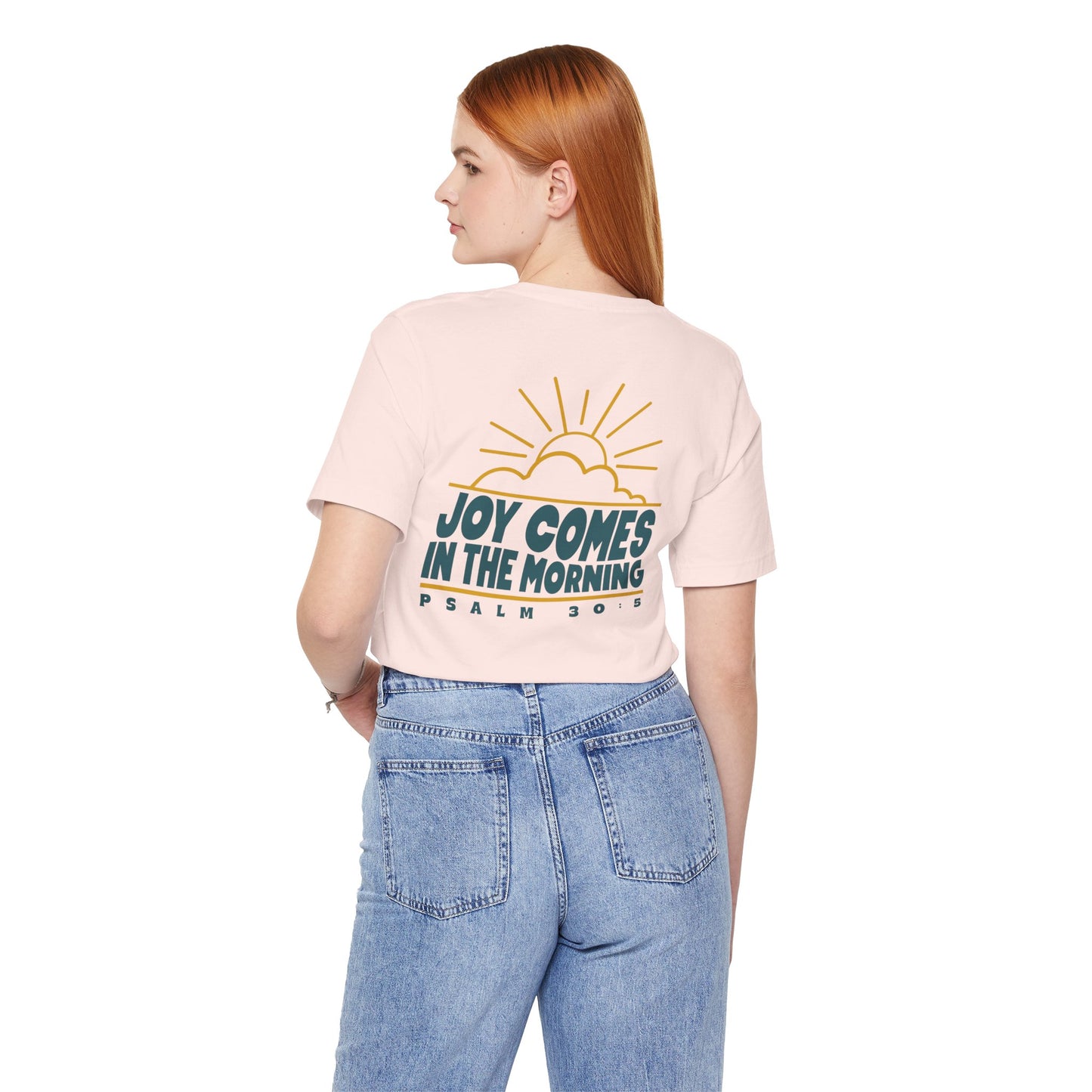 Sunrise Joy Comes In The Morning | Crewneck Pocket Size & Back Print (Bella+Canvas)