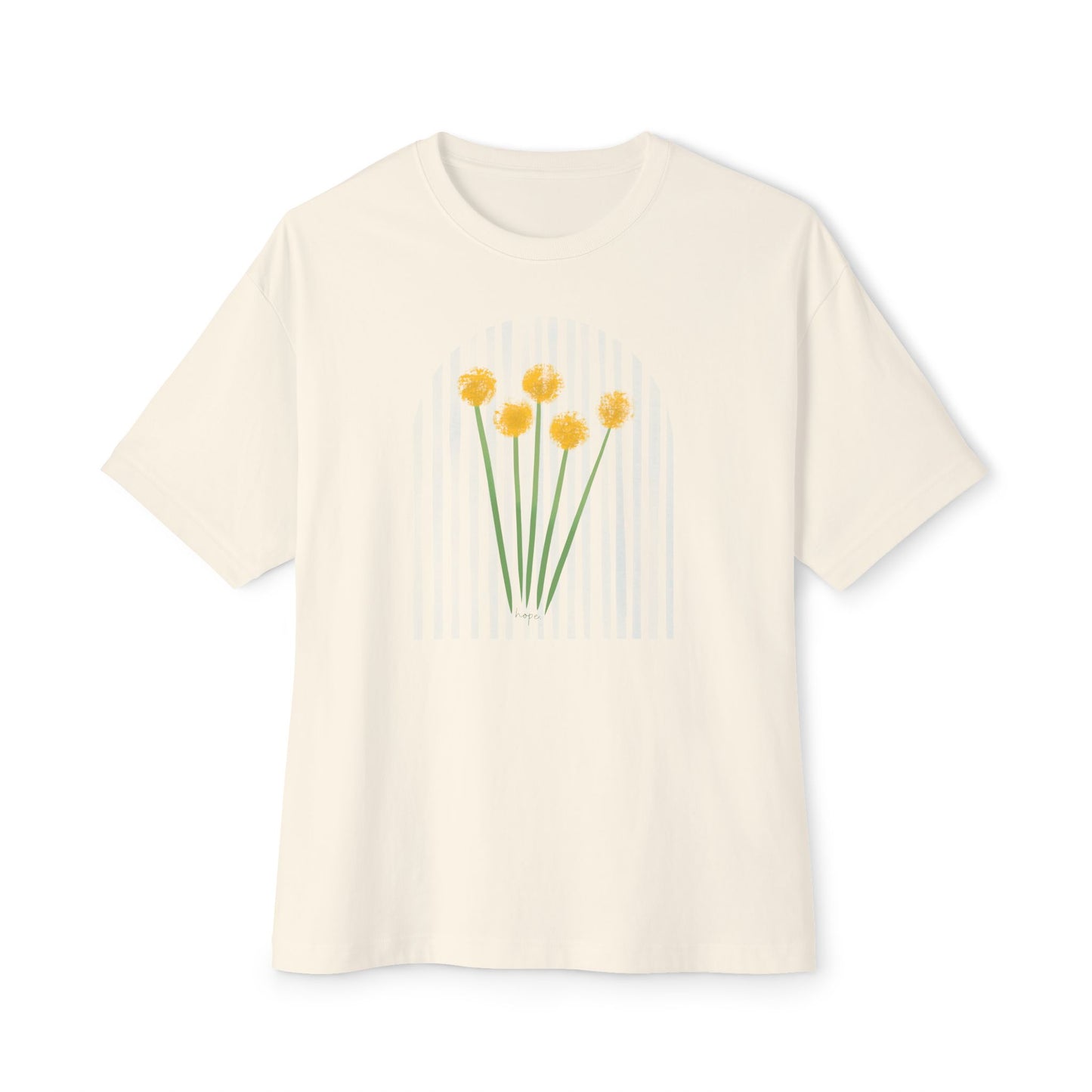 Hope | Unisex Oversized Boxy Tee with Muted Blue Stripe Detail (Bella+Canvas)