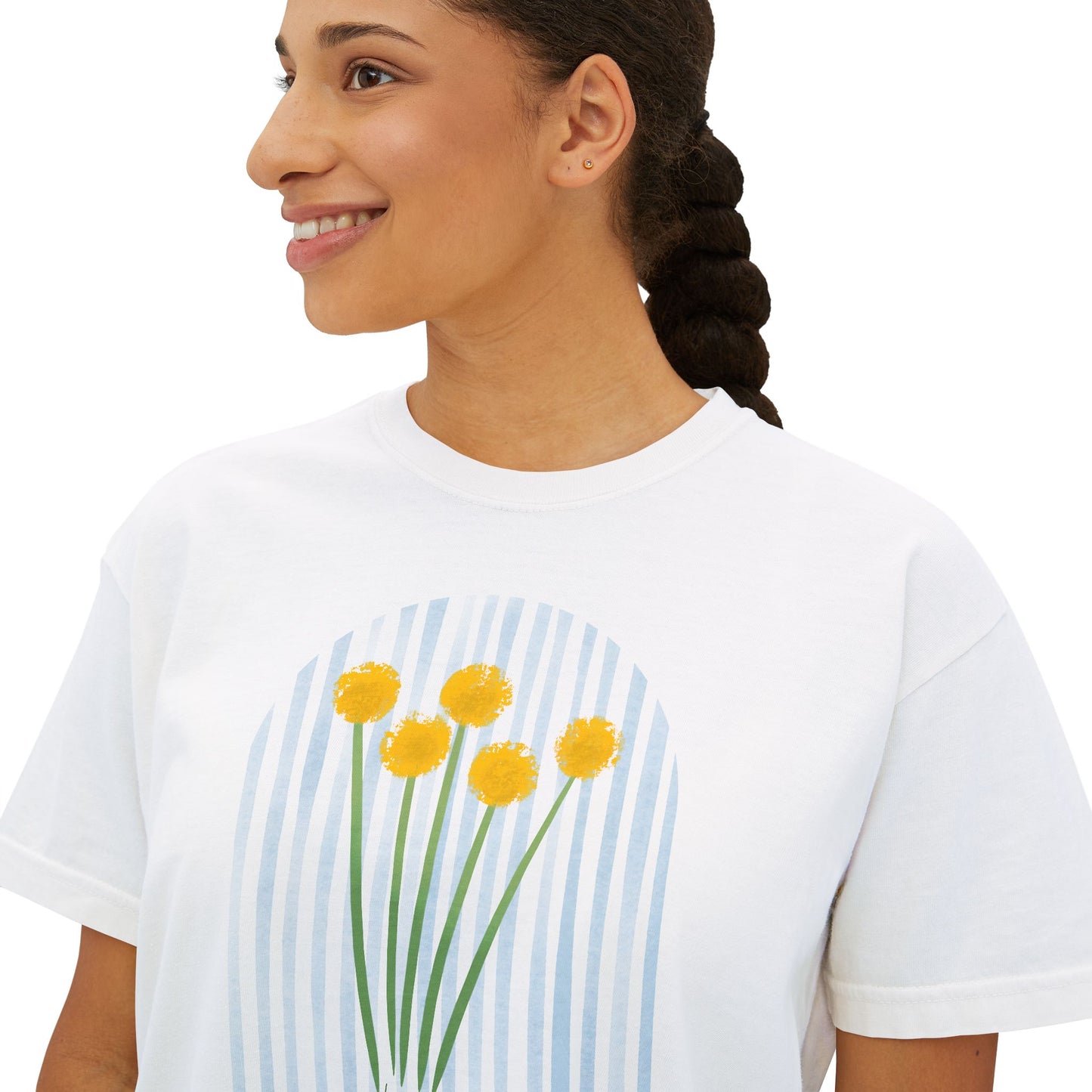 Hope | Boxy Tee with Muted Blue Stripe Detail (Comfort Colors)