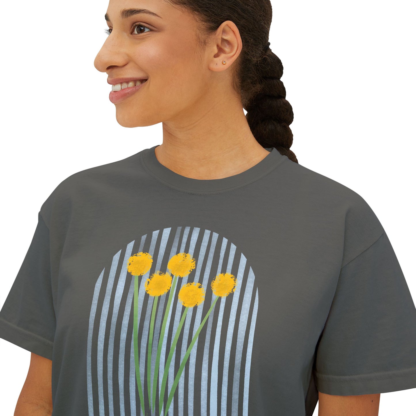 Hope | Boxy Tee with Muted Blue Stripe Detail (Comfort Colors)