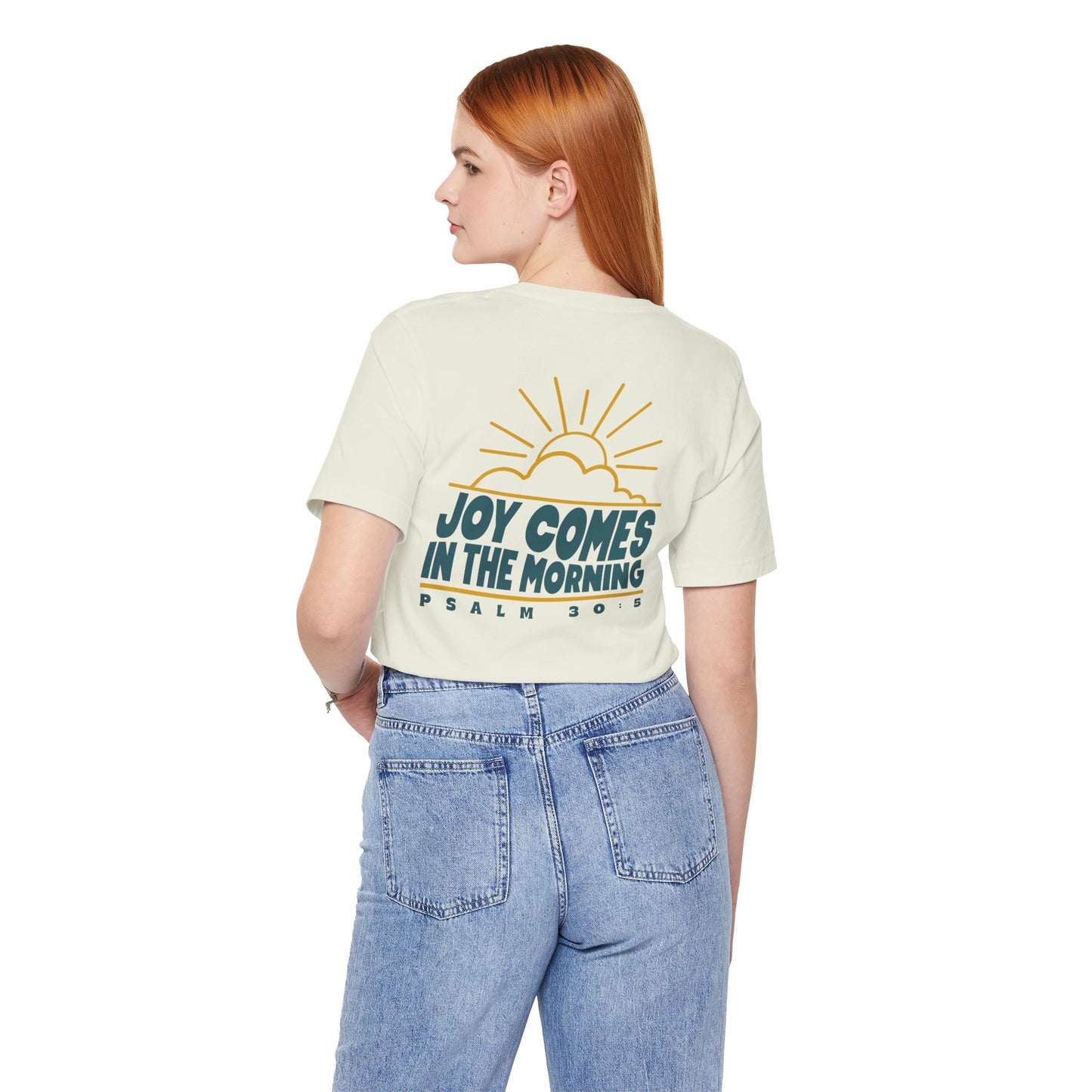 Sunrise Joy Comes In The Morning | Crewneck Pocket Size & Back Print (Bella+Canvas)